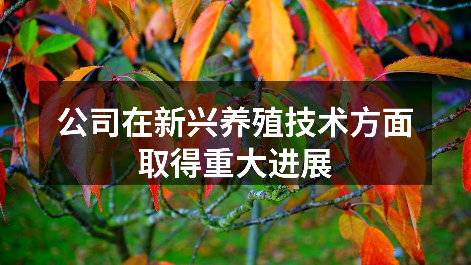 公司在新兴养殖技术方面取得重大进展